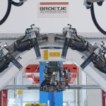 Close-up of the Flexible Tooling unit of the Multi Panel Assembly Cell.